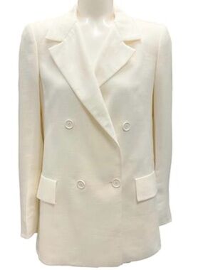 AKRIS Ivory Double-Breasted Linen Women's Blazer Jacket
